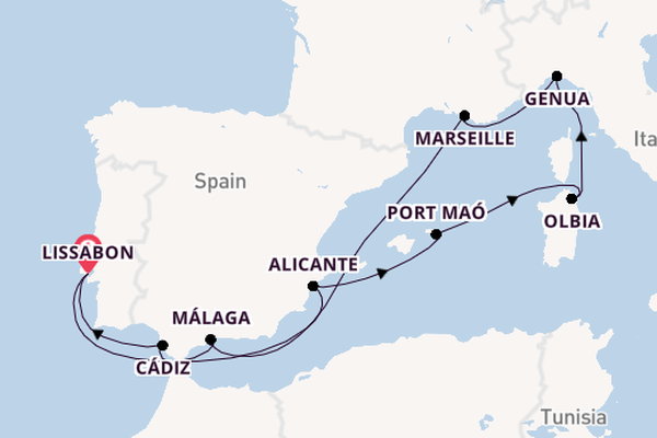 Westelijke Middellandse Zee vanaf Lissabon, Portugal met de MSC Opera