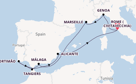 Mediterranean Sea from Rome (Civitavecchia), Italy with the MSC Sinfonia