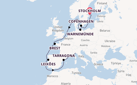 Western Mediterranean from Stockholm, Sweden with the MSC Magnifica