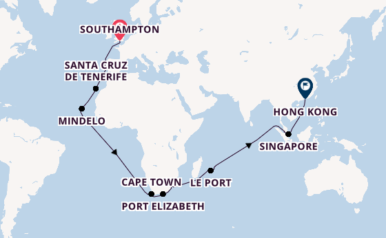 South Africa from Southampton, England with the Queen Elizabeth