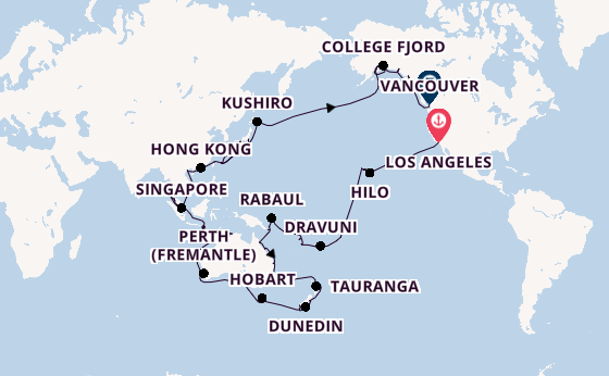 Transpacific from Los Angeles, California with the Coral Princess