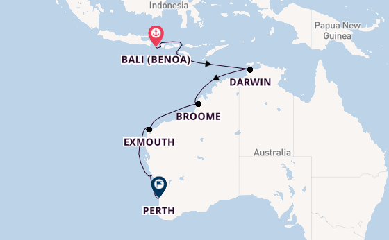 Australië vanaf Bali (Benoa), Indonesië met de Seven Seas Navigator