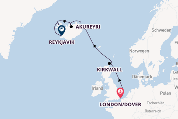 Arktis ab London/Dover, Großbritannien auf der Seabourn Ovation