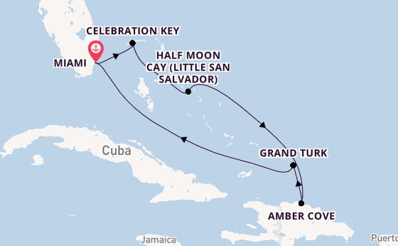 Caribbean from Miami, Florida with the Carnival Celebration