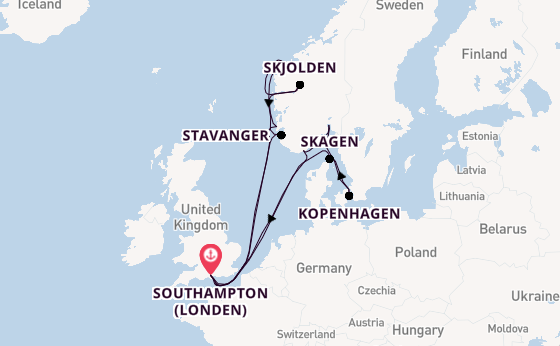 Noorwegen vanaf Southampton (Londen), Engeland met de Sky Princess