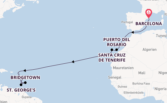 Karibik ab Barcelona, Spanien auf der MSC World Europa