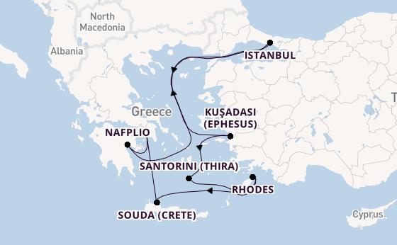 Eastern Mediterranean from Piraeus (Athens), Greece with the Oosterdam