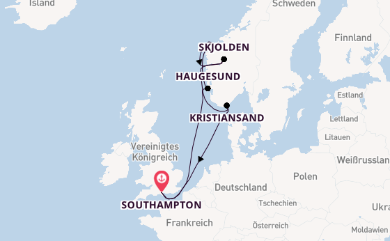 Norwegen ab Southampton, Großbritannien auf der MSC Meraviglia