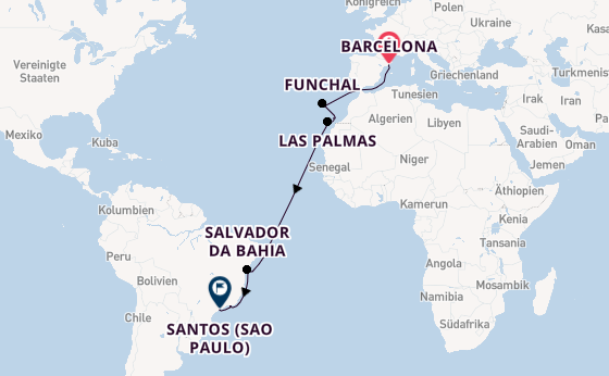 MSC Virtuosa - Große Fahrt ins Glück: Barcelona bis Copacabana