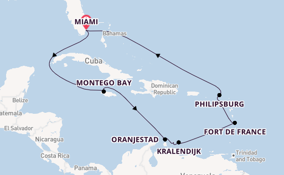 Caribbean vanaf Miami, Verenigde Staten met de Marina