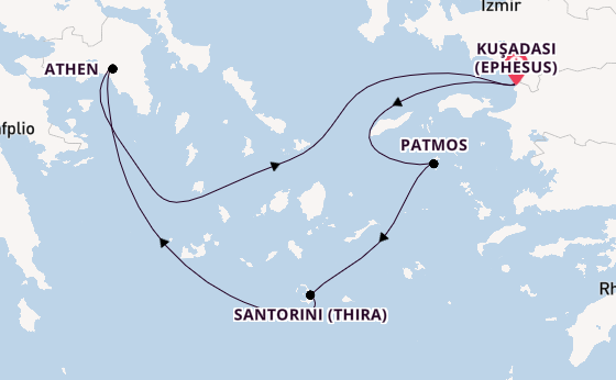 Eastern Mediterranean from Kuşadası (Ephesus), Turkey with the Celestyal Discovery