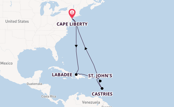 Caribbean vanaf Cape Liberty, New Jersey met de Odyssey of the Seas