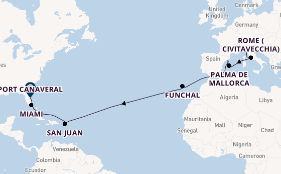 Transatlantic from Genoa, Italy with the MSC Grandiosa