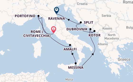 Mediterranean Sea from Rome (Civitavecchia), Italy with the Celebrity Constellation