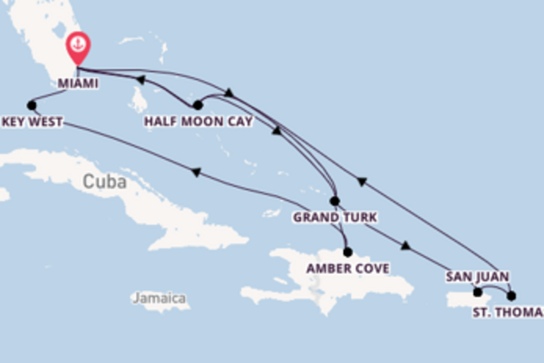 Cruise in 15 dagen naar Miami met Holland America Line
