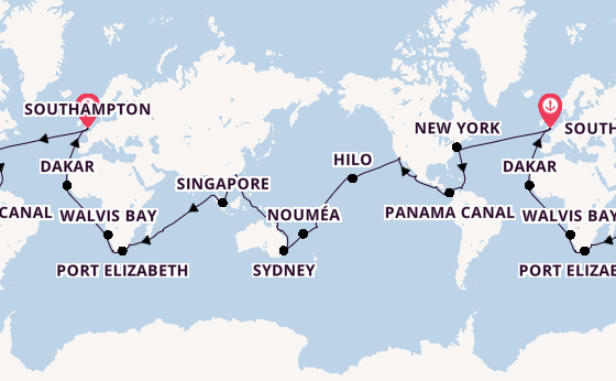 Round-the-World Trip from Australia with the Queen Victoria