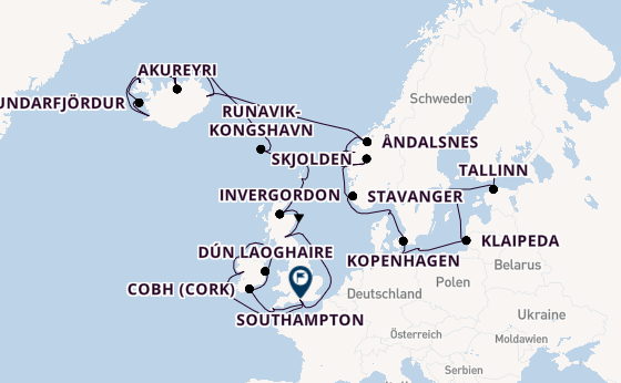 Britische Inseln ab Helsinki, Finnland auf der Caribbean Princess
