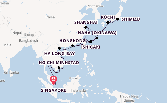 Oost-Azië vanaf Singapore, Singapore met de Seabourn Encore
