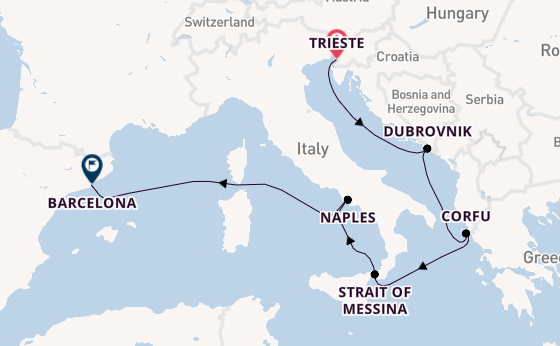 Mediterranean Sea from Trieste, Italy with the Queen Elizabeth