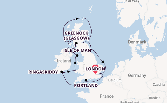 British Isles from London, England, United Kingdom with the Seabourn Ovation 