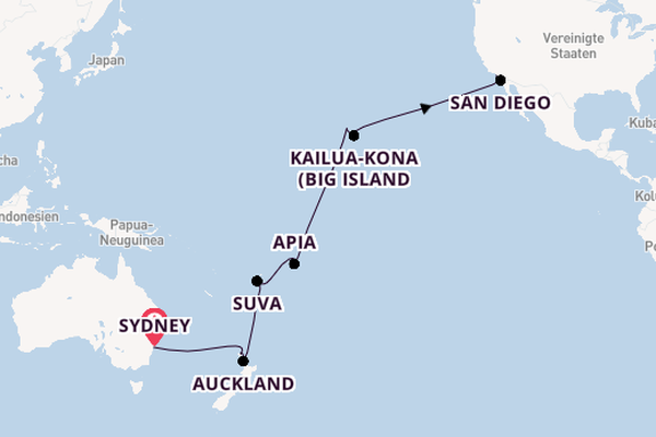 Transpazifik ab Sydney auf der Royal Princess