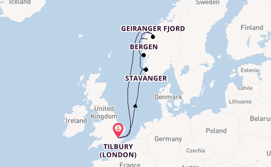 9 day expedition on board the Ambience from Tilbury (London)