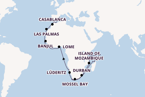 Seabourn Sojourn 64  Cape Town-Barcelona