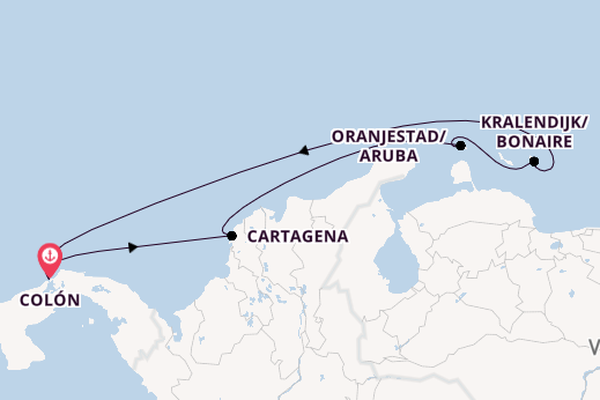 Southern Caribbean from Colón, Panama with the Grandeur of the Seas