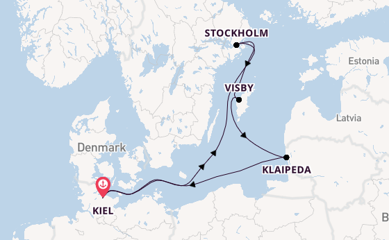 Oostzee vanaf Kiel, Duitsland met de VASCO DA GAMA