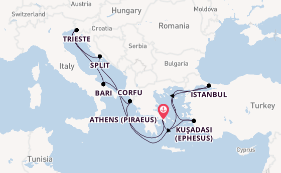 Mediterranean Sea from Athens (Piraeus), Greece with the MSC Splendida