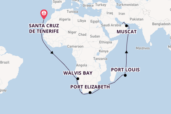 Southern Africa from Santa Cruz de Tenerife, Spain with the Costa Toscana