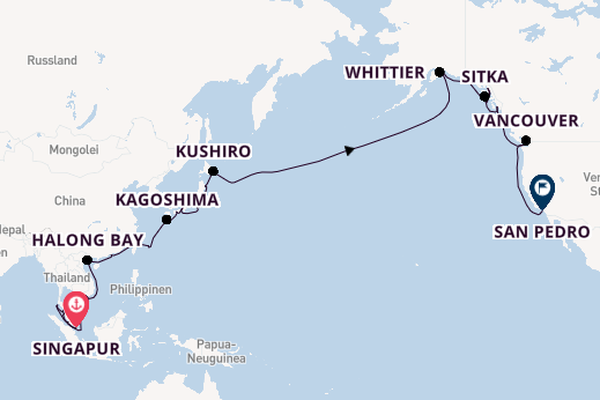 Transpazifik ab Singapur, Singapur auf der Coral Princess