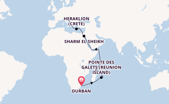 Indian Ocean from Durban, South Africa with the MSC Armonia 