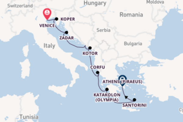 Journey from Venice to Athens via Katakolon