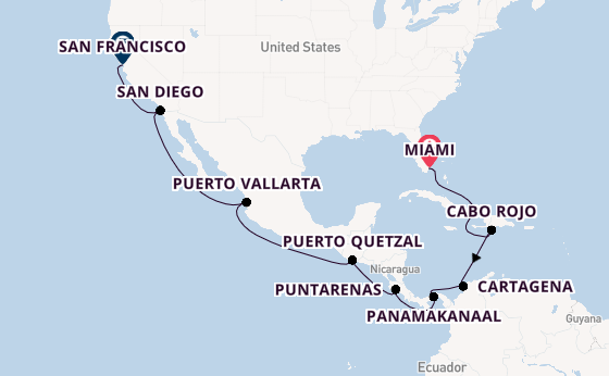 Midden-Amerika vanaf Miami, Verenigde Staten met de Azamara Quest