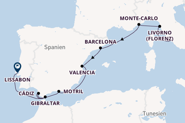 Westliches Mittelmeer ab Civitavecchia (Rom), Italien auf der Vista