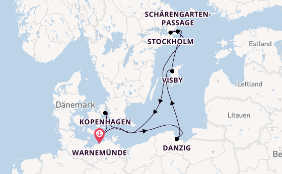 Ostsee ab Warnemünde, Deutschland auf AIDAdiva