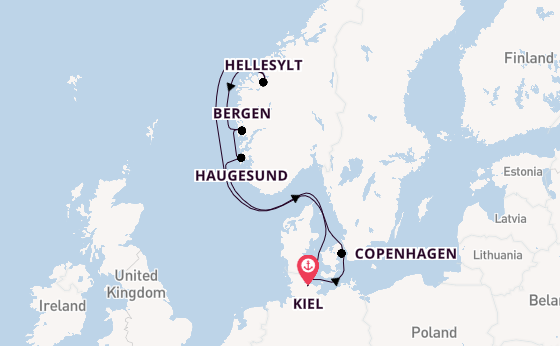 Norway from Kiel, Germany with the Costa Diadema