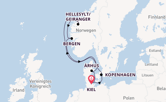 Norwegen ab Kiel, Deutschland auf der Costa Diadema