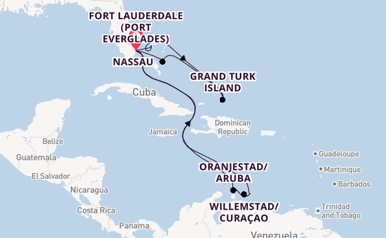 Caribbean from Fort Lauderdale (Port Everglades), Florida, USA with the Regal Princess