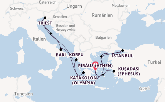 Mittelmeer ab Athen, Griechenland auf der MSC Fantasia