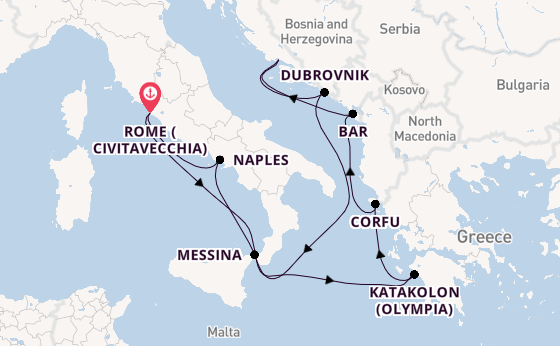 Mediterranean Sea from Rome (Civitavecchia), Italy with the Celebrity Ascent