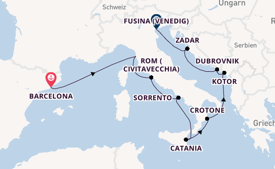 Mittelmeer ab Barcelona, Spanien auf der Azamara Journey