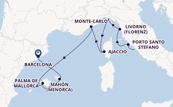 Westliches Mittelmeer ab Civitavecchia (Rom), Italien auf der Silver Ray