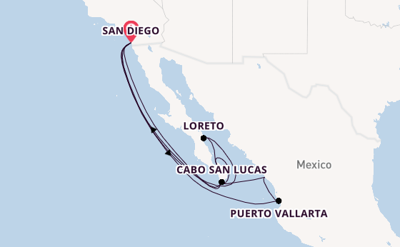 Mexicaanse Riviera vanaf San Diego, Verenigde Staten met de Koningsdam