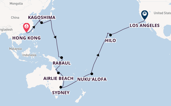 Transpacific from Hong Kong, China with the Queen Elizabeth