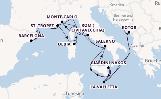 Westliches Mittelmeer ab Dubrovnik, Kroatien auf der Seabourn Ovation