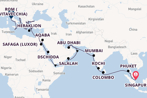 Mittelmeer ab Singapur, Singapur auf der Vista