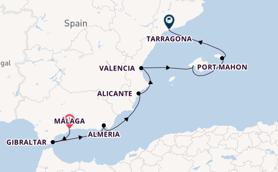 Western Mediterranean from Málaga, Spain with the Azamara Journey