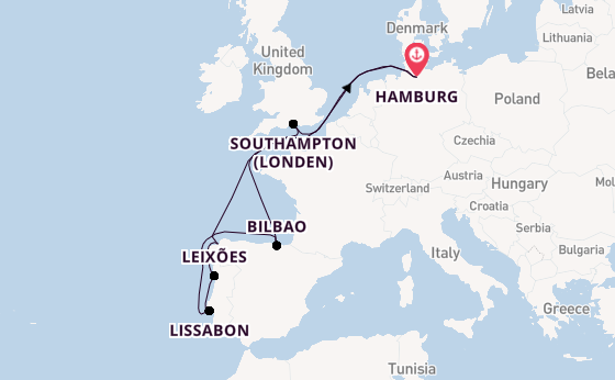 Portugal vanaf Hamburg, Duitsland met de Mein Schiff 2 